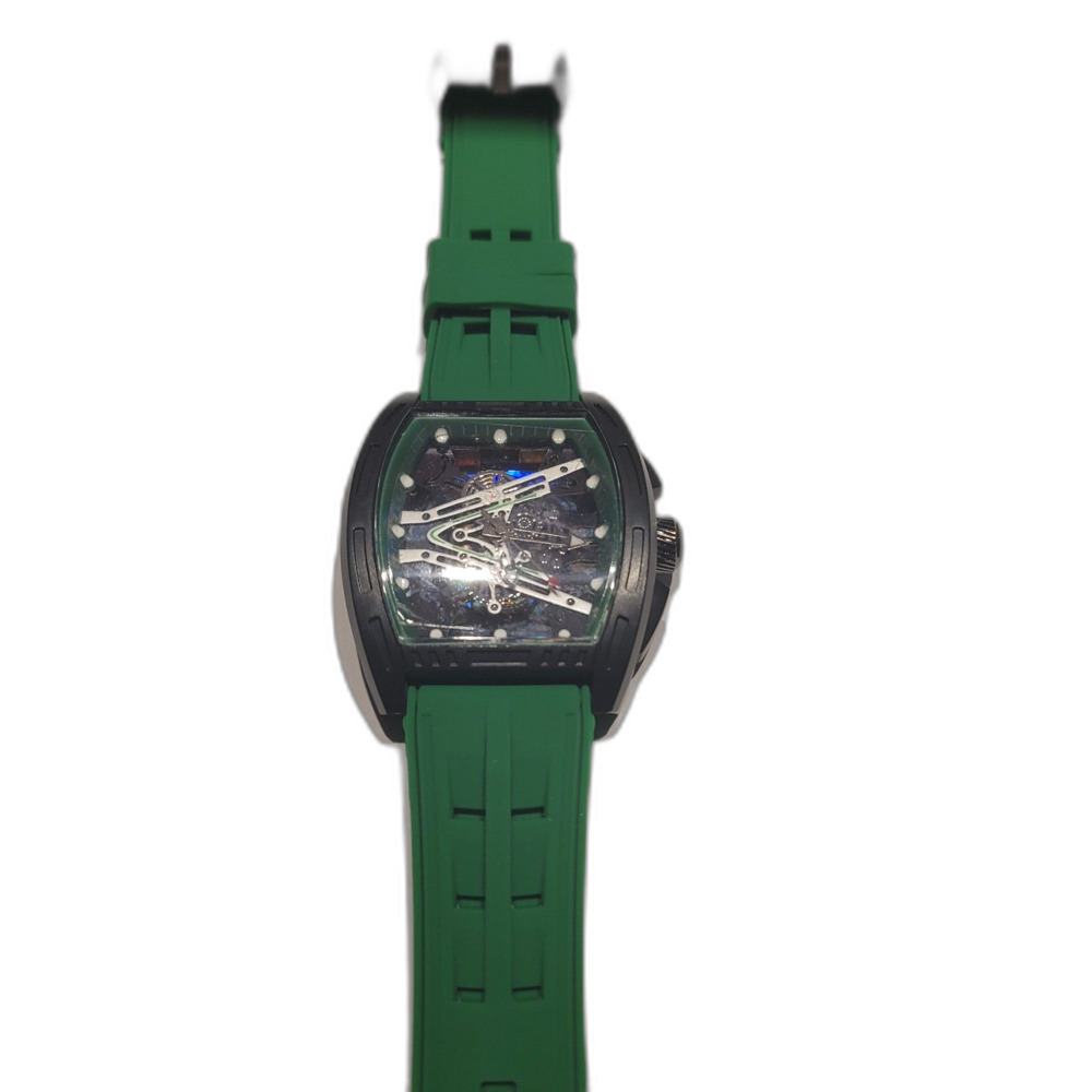 Mens Green and Black Skeleton Style Watch